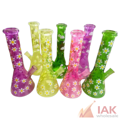 10in Full Color Flower Decal Beaker Water Pipe With 14m Bowl & 4mm Banger Ftwat0727