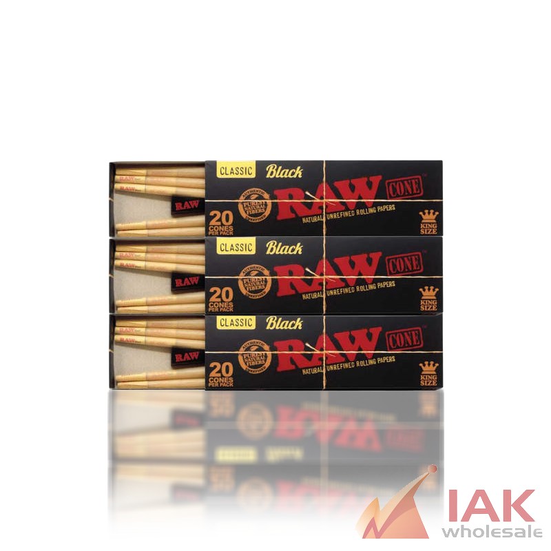 RAW Black Classic Cones King Size 20PK 12CT Display – Pre Rolled Cones