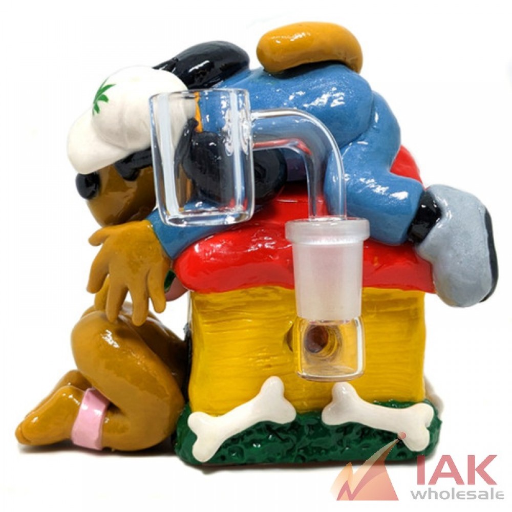 Dogg Lbs 5" Dogg House Clay Waterpipe w/ 14mm Banger – Novelty Dab Rig
