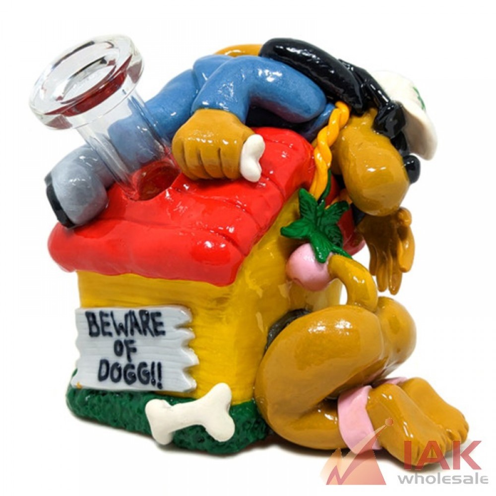 Dogg Lbs 5" Dogg House Clay Waterpipe w/ 14mm Banger – Novelty Dab Rig