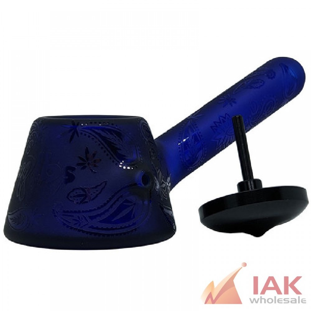 Dogg Lbs 5" Frosted Paisley Hand Pipe w/ Cap Blue – Sitting Glass Pipe