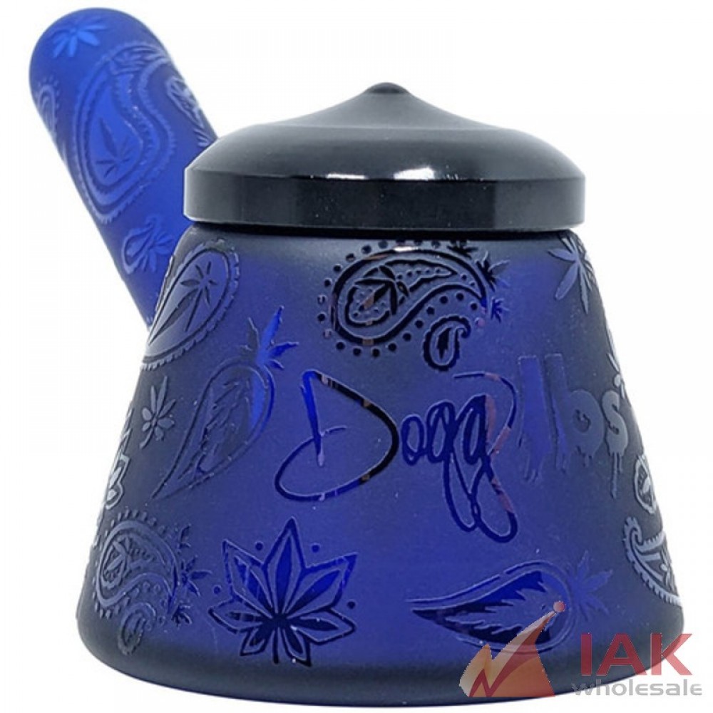 Dogg Lbs 5" Frosted Paisley Hand Pipe w/ Cap Blue – Sitting Glass Pipe