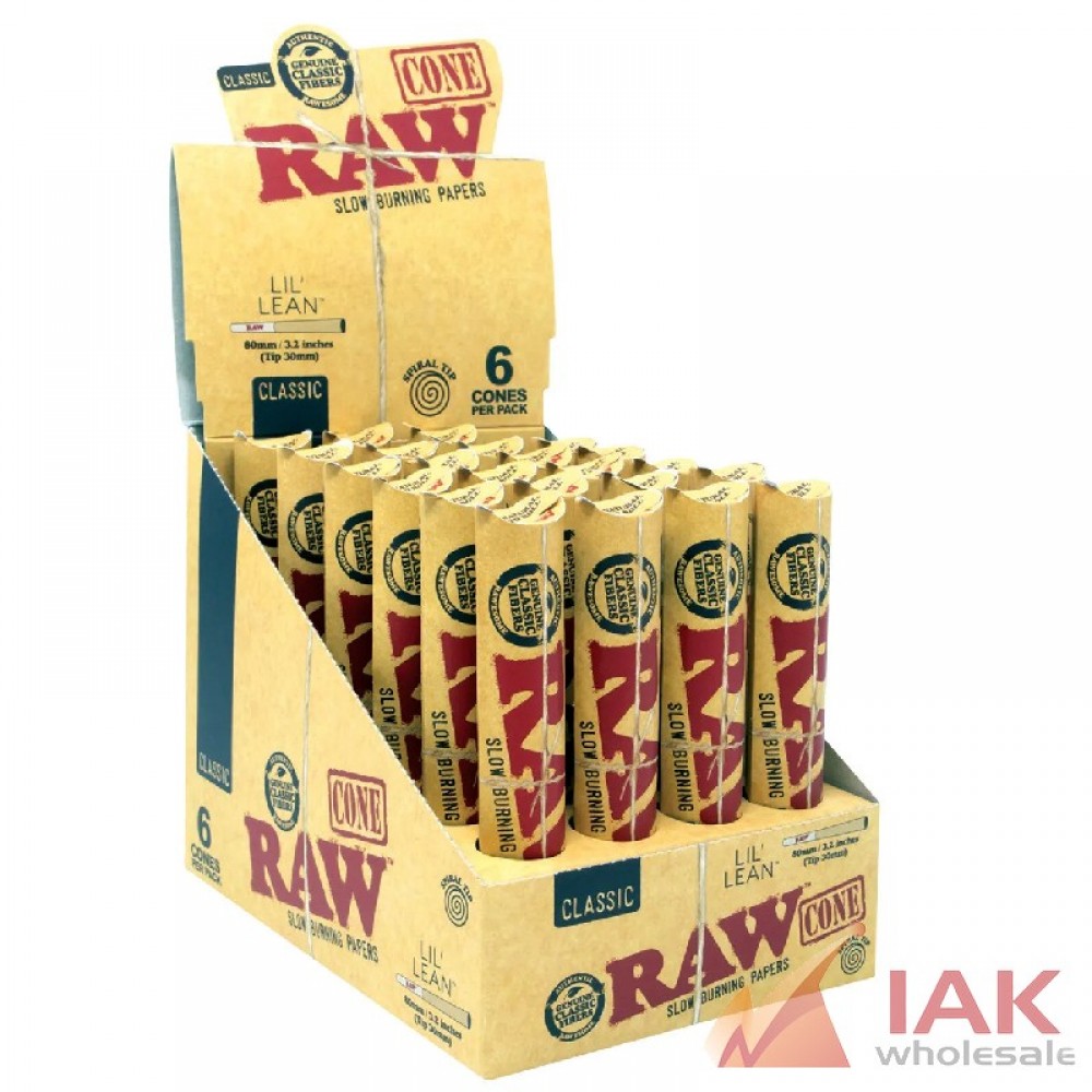 RAW Lil’ Lean Classic Cones 6 Pack Display 24 Count