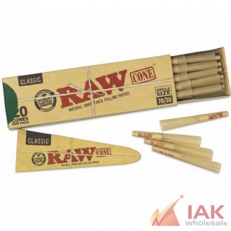 Raw Classic Pre-roll Cones 70/30 20 Pack Display 12 Count