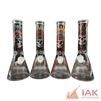 10" Assorted Tribal Decal Beaker Water Pipe With 14m Bowl