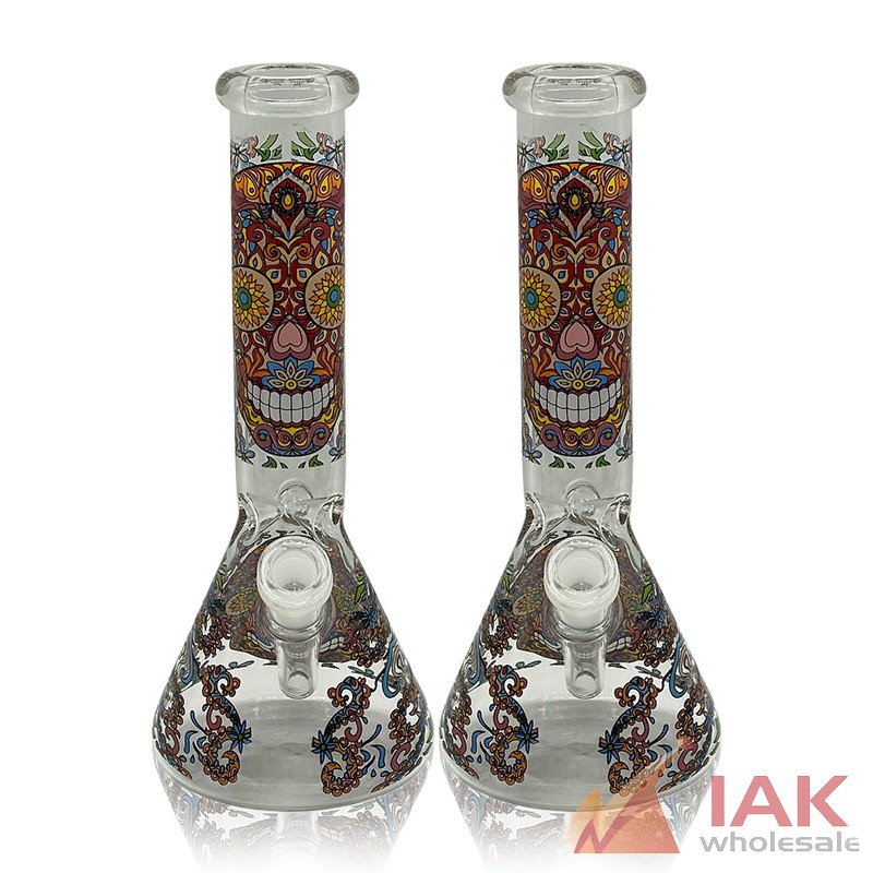 10" Flower Decal Beaker Water Pipe with 14M Bowl & 4mm Banger