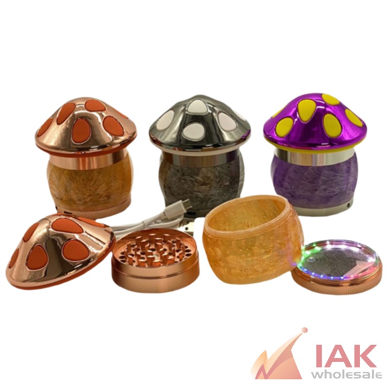 3.5" 4 Part Mushroom LED Grinder - Display of 6