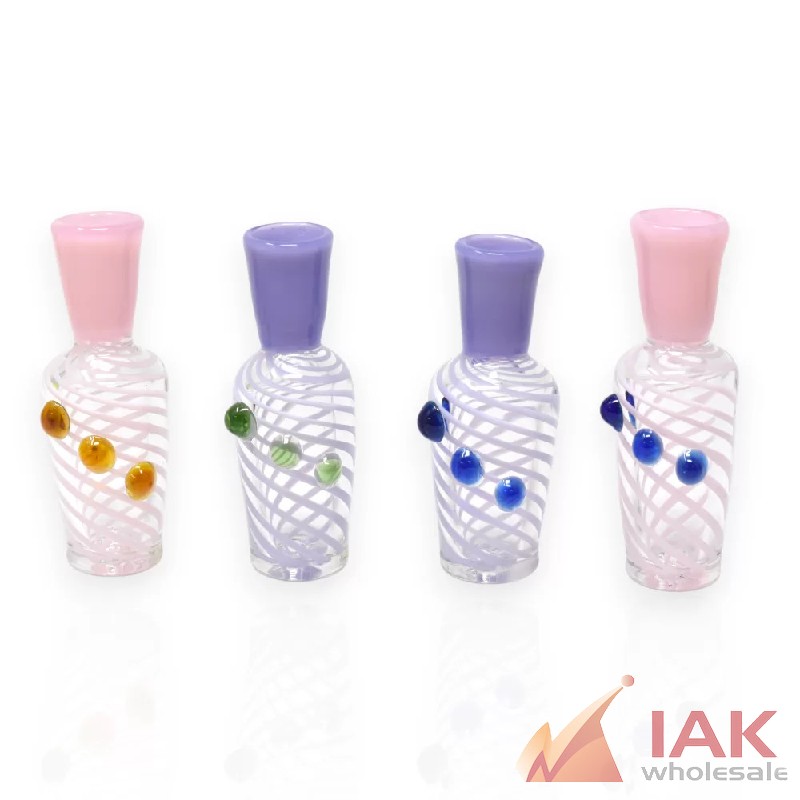 3" Slime Swirl Art Vase Chillum Hand Pipe - 4 Pack