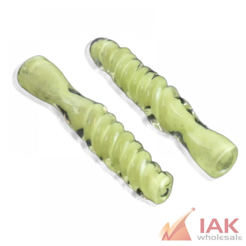 3" Straight Twisted Art Chillum Hand Pipe 2 Pack – Compact Glass Hand Pipe