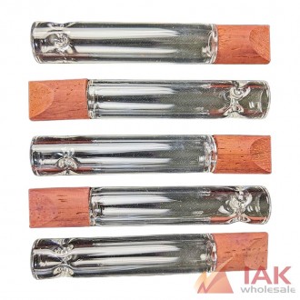 3" Wood Mouth Assorted Color Glass Hitter Hand Pipe 5 Pack – Compact Glass Hitter