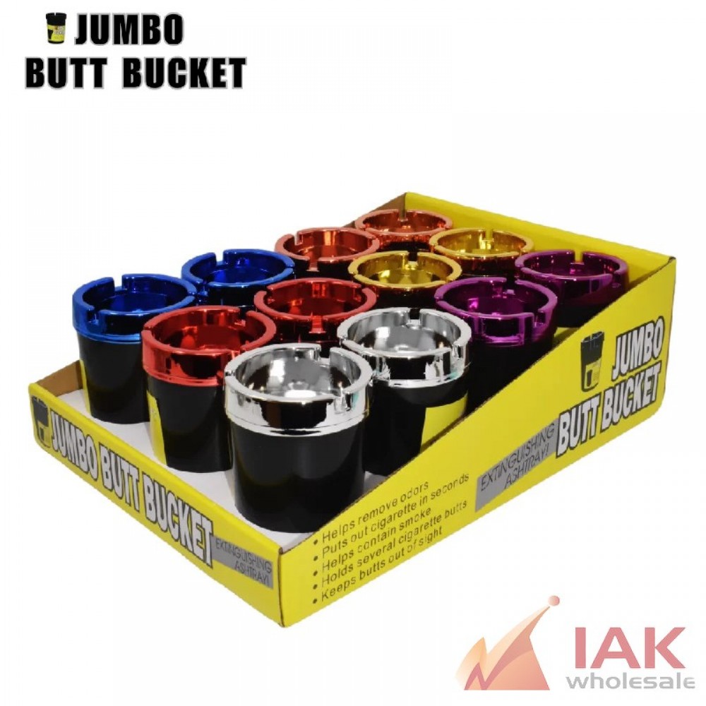 Jumbo Butt Bucket Car Ashtray 12 Count Display – Glossy Portable Ashtray