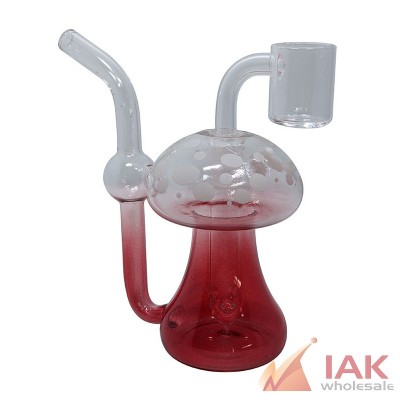 5" Glow in the Dark Color Mushroom Bubbler Water Pipe with 10M Banger