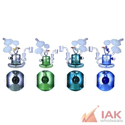 Clover Glass 7" Assorted Color Cloud Bird Water Pipe with 14M Banger