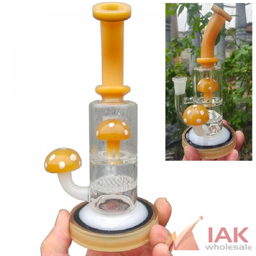 7" Assorted Honey Comb Mushroom Rig Water Pipe with 14M Bowl & 4mm Banger