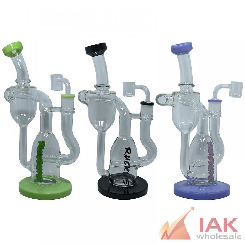 Ruckus 10" Color Trim Recycler Water Pipe with 14M Banger