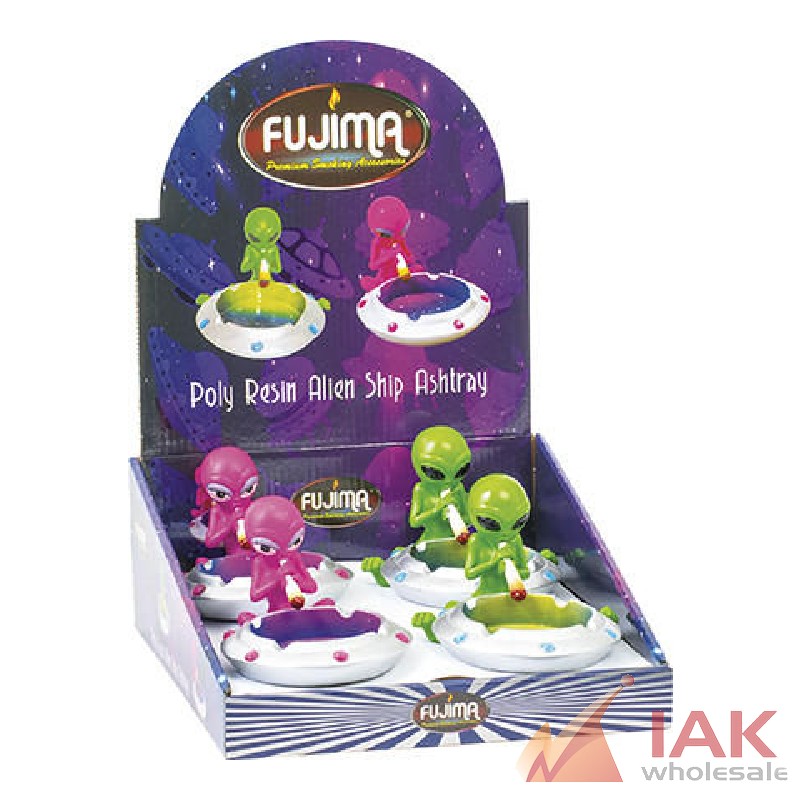 Fujima Smoking Alien Polystone Ashtray 4 Count Display