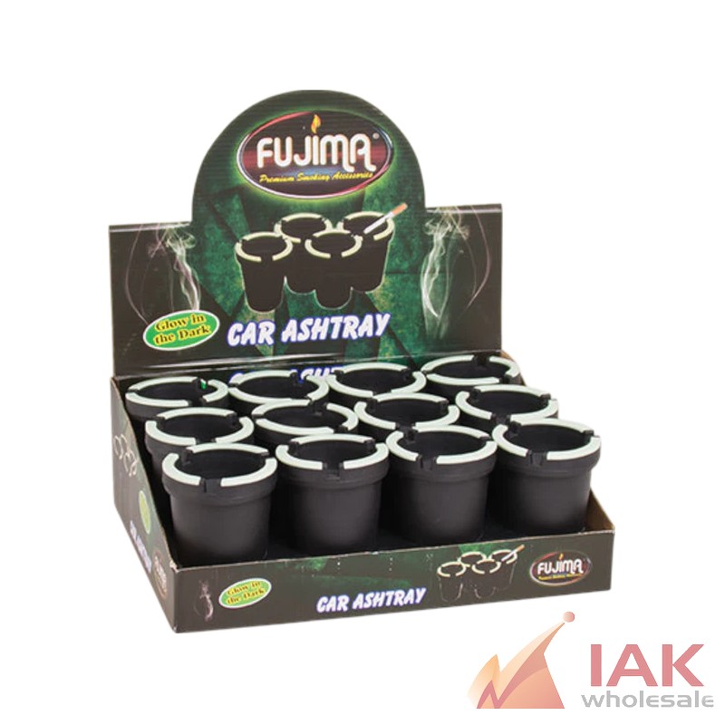 Fujima Glow in the Dark Self-Extinguishing Car Ashtray 12 Count Display