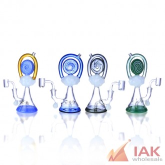 Clover Glass 8" Assorted Color Rainbow Lolli Water Pipe With 14m Banger