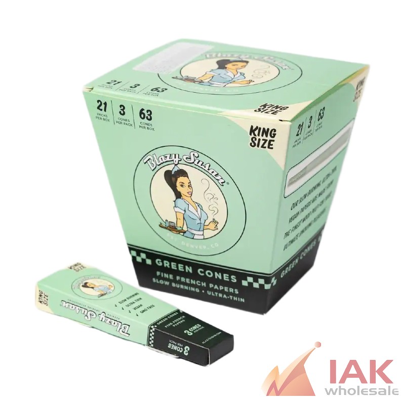 Blazy Susan Green King Size Pre-Rolled Cones 3PK 21CT