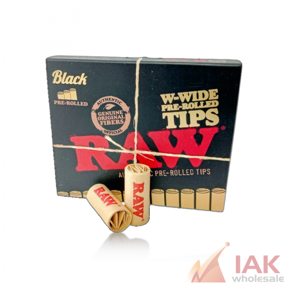 RAW Black W-Wide Pre-Rolled Tips 18PK 20CT