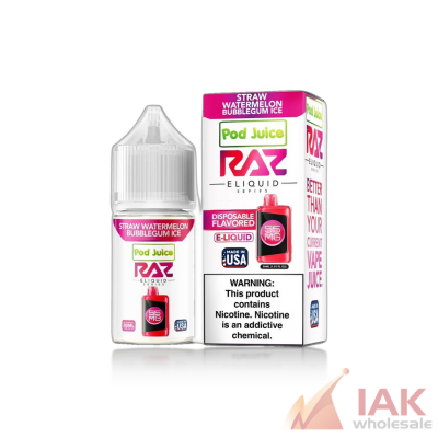 Pod Juice X Raz 30ml Salt 55mg Straw Watermelon Bubble Gum Ice
