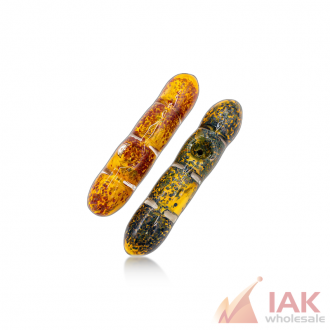 8.5in Frit & Gold Fumed Rim Art Steam Roller Hand Pipe Srhan0017