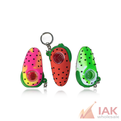 3IN Silicone Strawberry Keychain Hand Pipe FTHAN0091