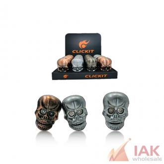 Click It New-skull Lighter W/light & Sound Gh-9069-1 16ct