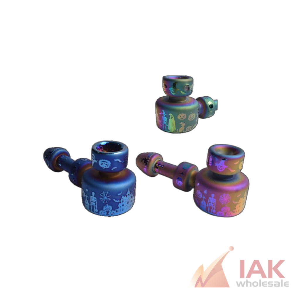 5IN Halloween Electroplated Etched Hand Pipe