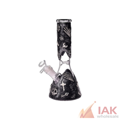 10IN Clay Halloween Gothic Beaker Water Pipe W/ 14M Bowl