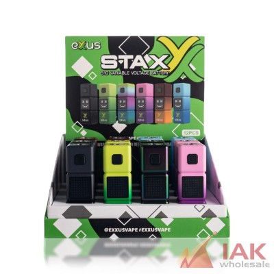 Exxus Stax 510 Variable Voltage Battery 12PK Display – Adjustable 510 Cartridge Battery