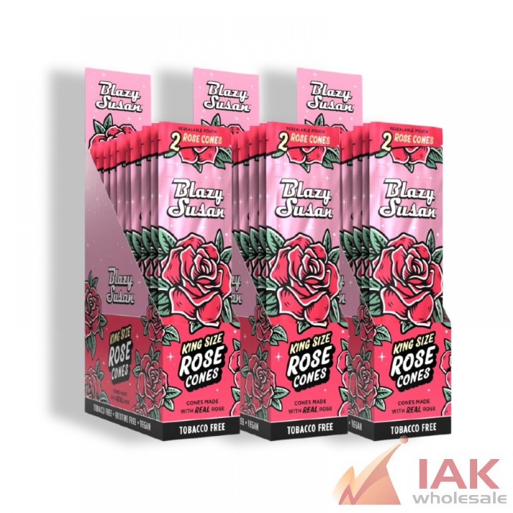 *BLAZY SUSAN - ROSE PETAL KING SIZE CONE 2PK 10CT*
