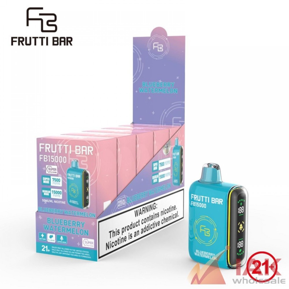 Frutti Bar 15K Disposable Vape 65ML 5CT Display – Rechargeable High-Capacity Vape