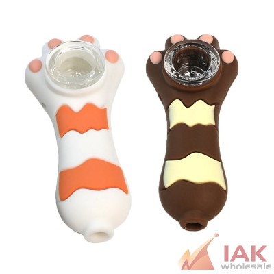 *3.2" SILICONE CAT PAW HAND PIPE H400*