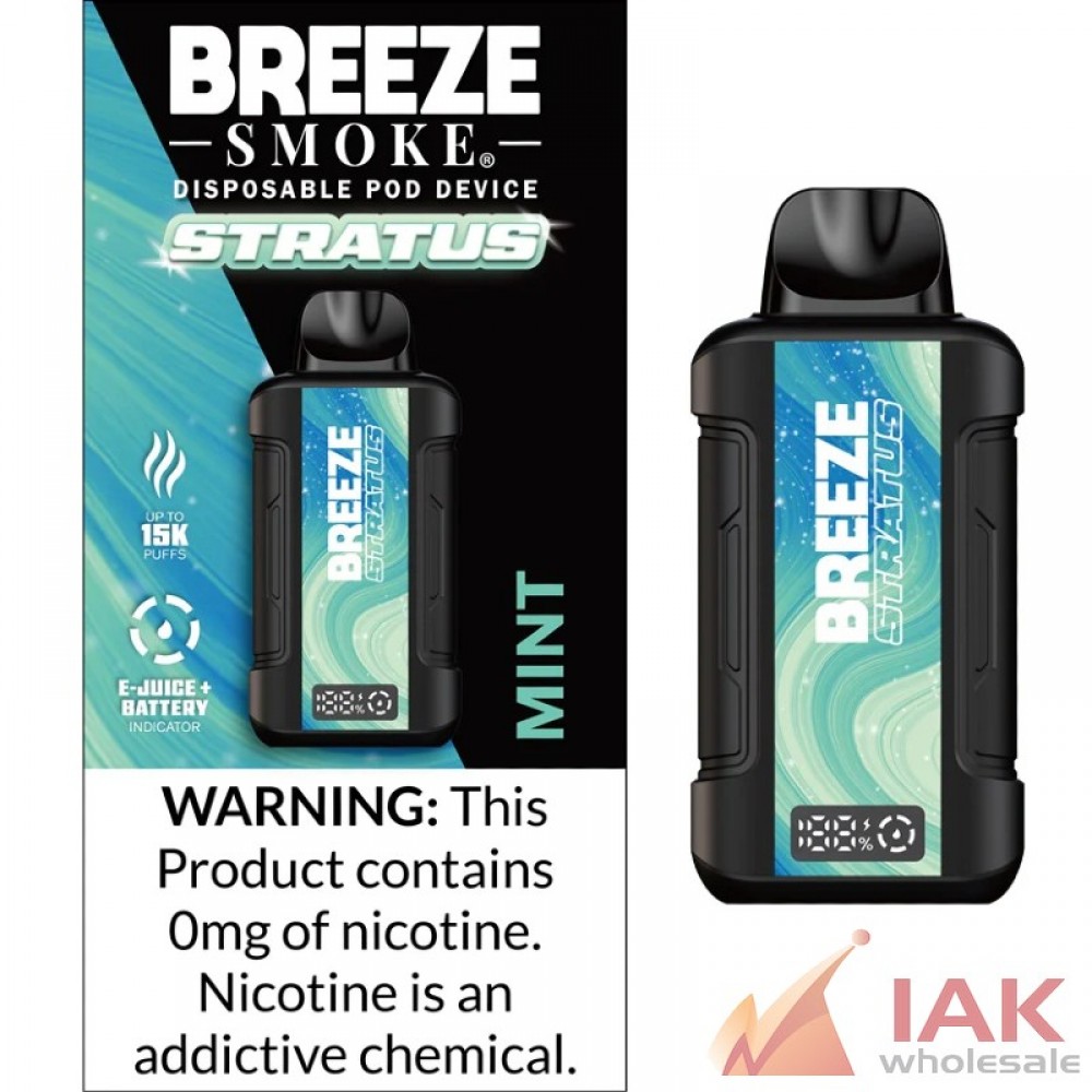 Breeze Stratus 15K Zero Nicotine Disposable Vape 100ML 5CT Display