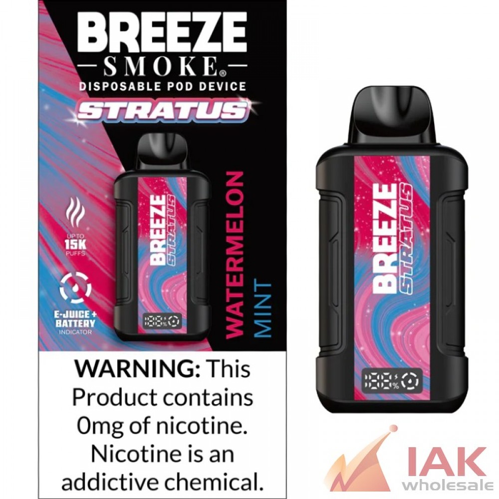 Breeze Stratus 15K Zero Nicotine Disposable Vape 100ML 5CT Display