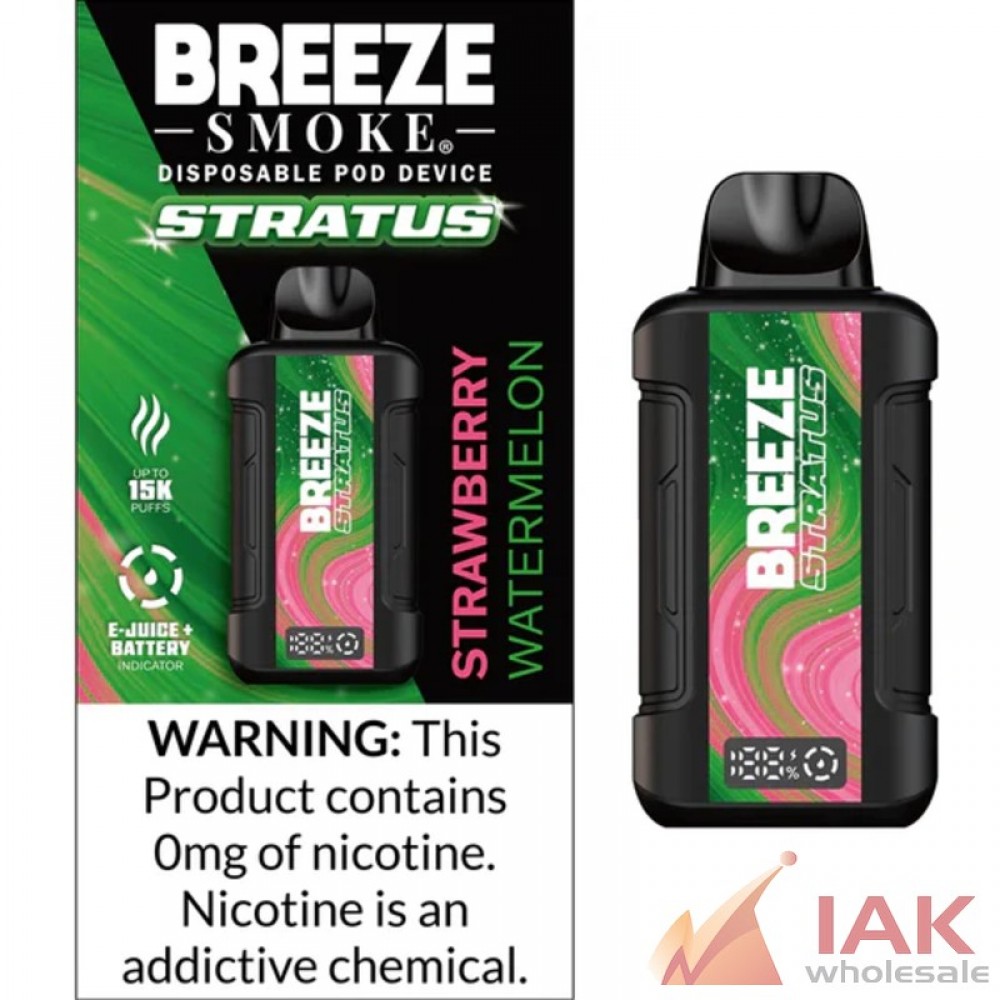 Breeze Stratus 15K Zero Nicotine Disposable Vape 100ML 5CT Display