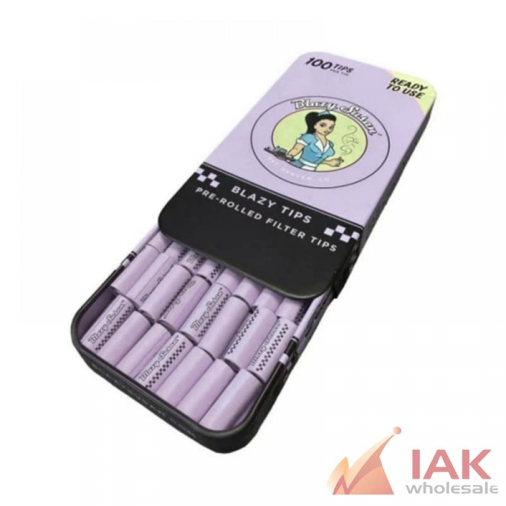 *BLAZY SUSAN - PURPLE PRE ROLLED TIP 100PK TIN 12CT*