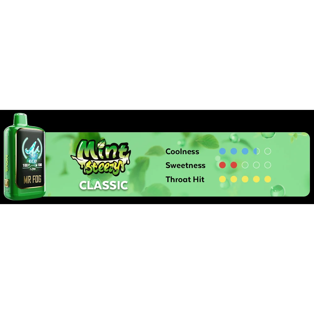 MR FOG Nova Mint Steezy 36K Disposable Vape, 100mL, 5-Count Display