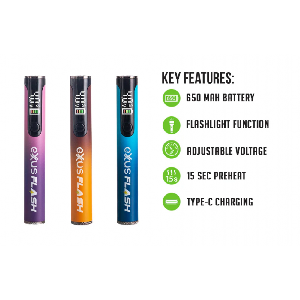 Exxus Flashlight VV 510 Battery 12CT Display – Concealed Variable Voltage Cartridge Battery