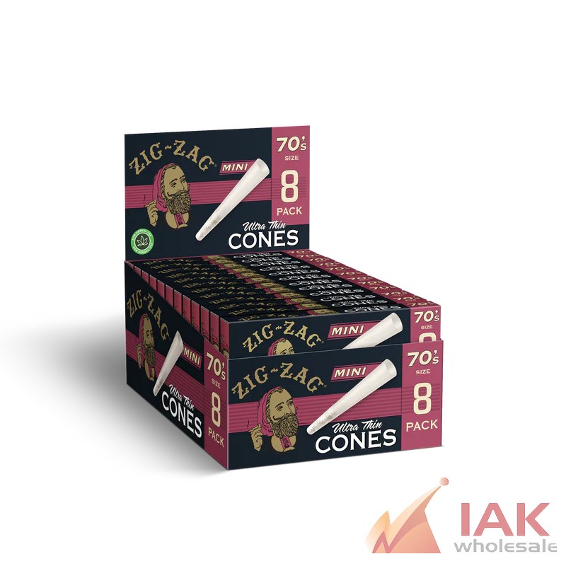 *ZIGZAG - 70'S ULTRA THIN CONES 8PK 18CT*