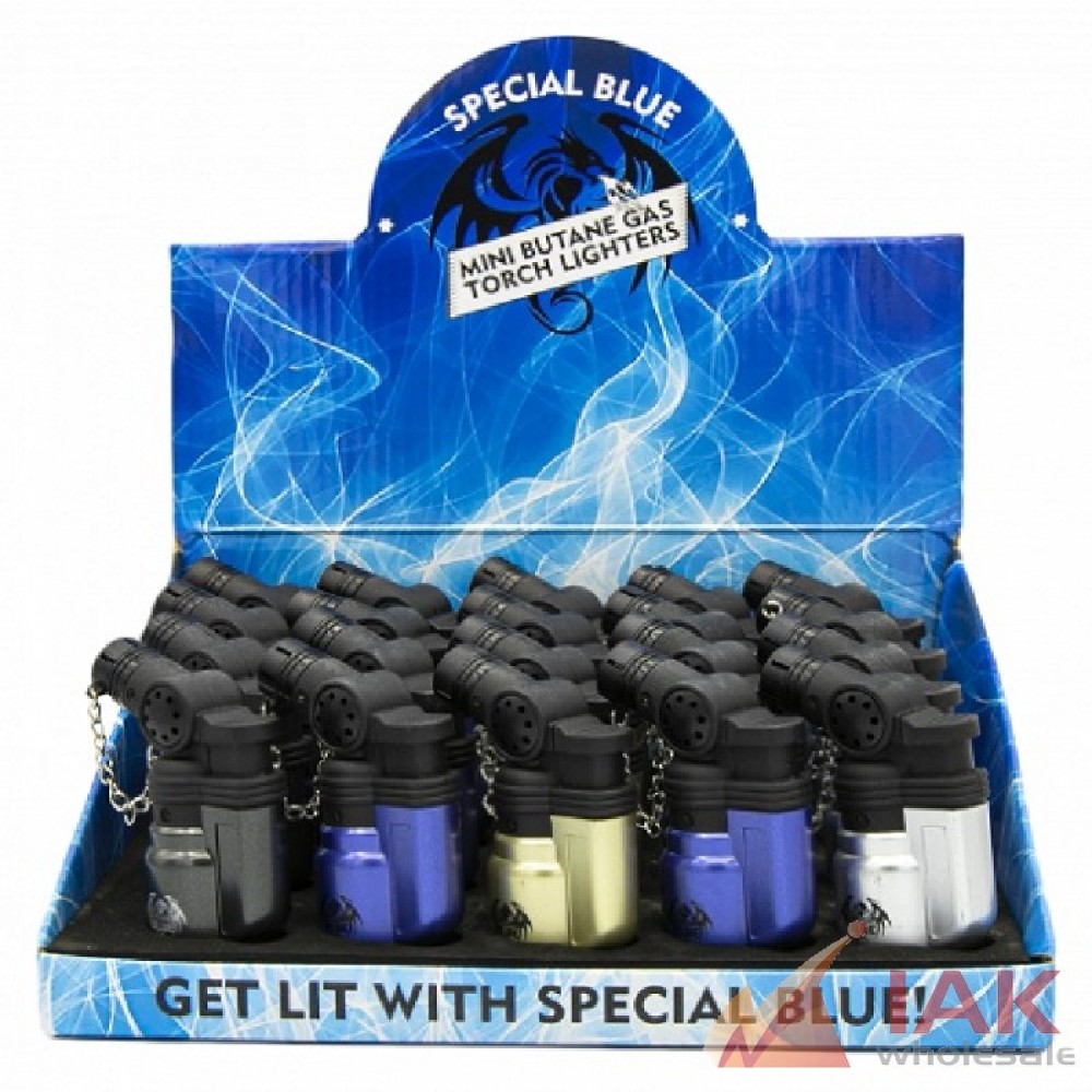 *SPECIAL BLUE MINI METAL TORCH LIGHTER 20CT*