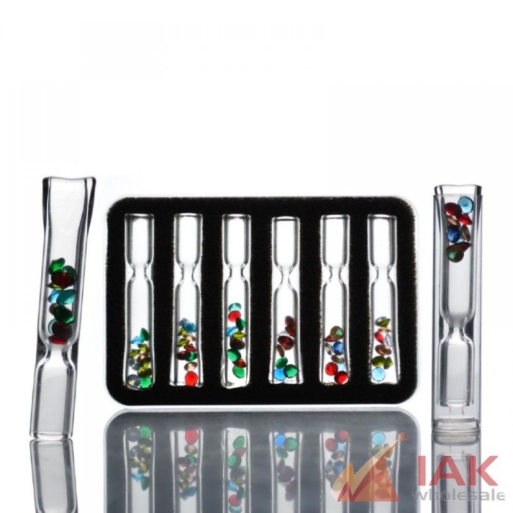 *GLASS ONE HITTER WITH DIAMOND FILTER 6CT*