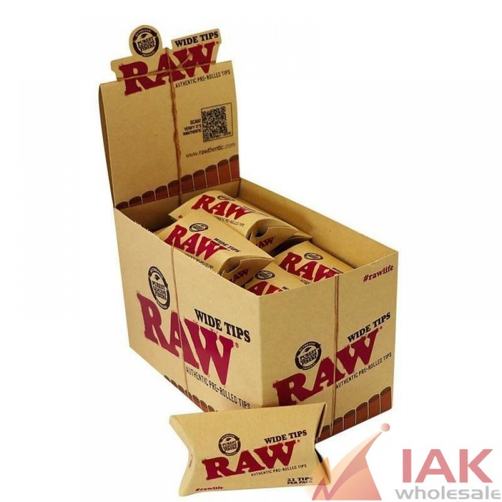 *RAW - PRE-ROLLED WIDE TIPS 20CT*