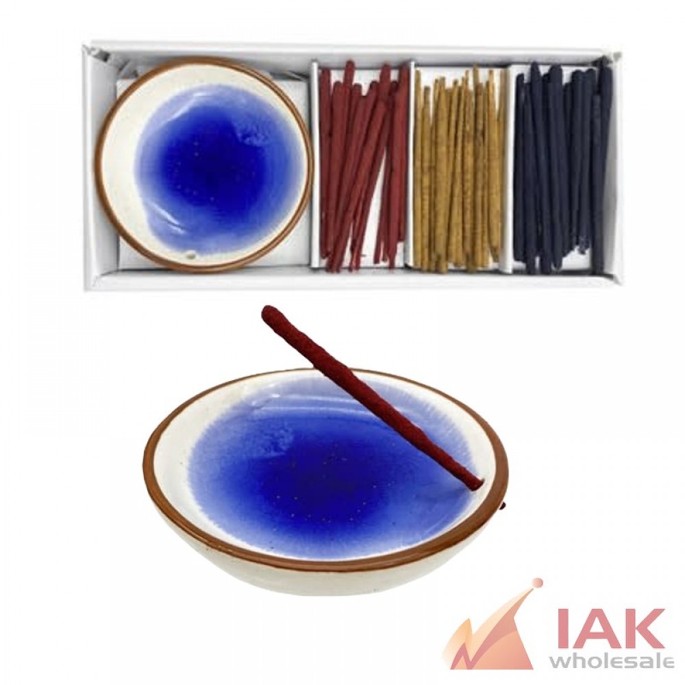 *INCENSE GIFT SET W/ BLUE CERAMIC HOLDER*