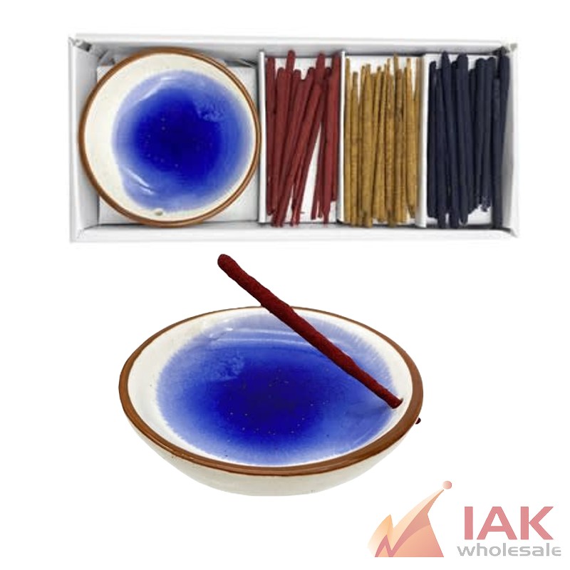 *INCENSE GIFT SET W/ BLUE CERAMIC HOLDER*
