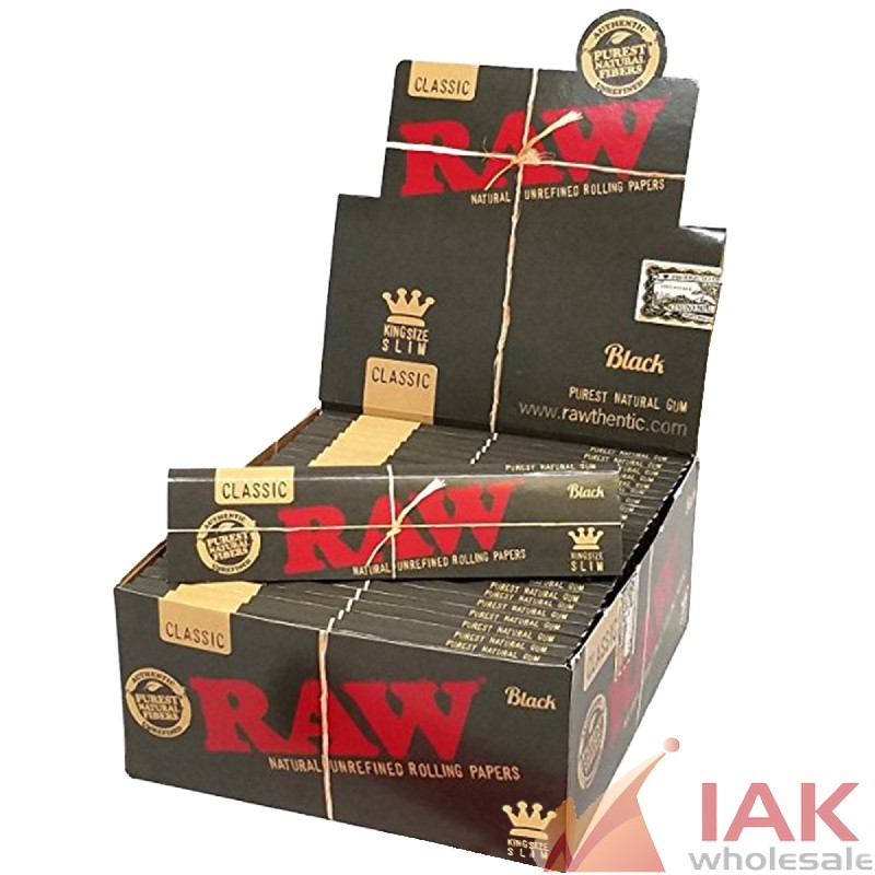 *RAW - BLACK CLASSIC KING SIZE SLIM PAPERS 50CT*