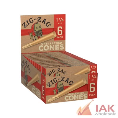 *ZIGZAG - UNBLEACHED CONES 1 1/4 6PK 24CT*