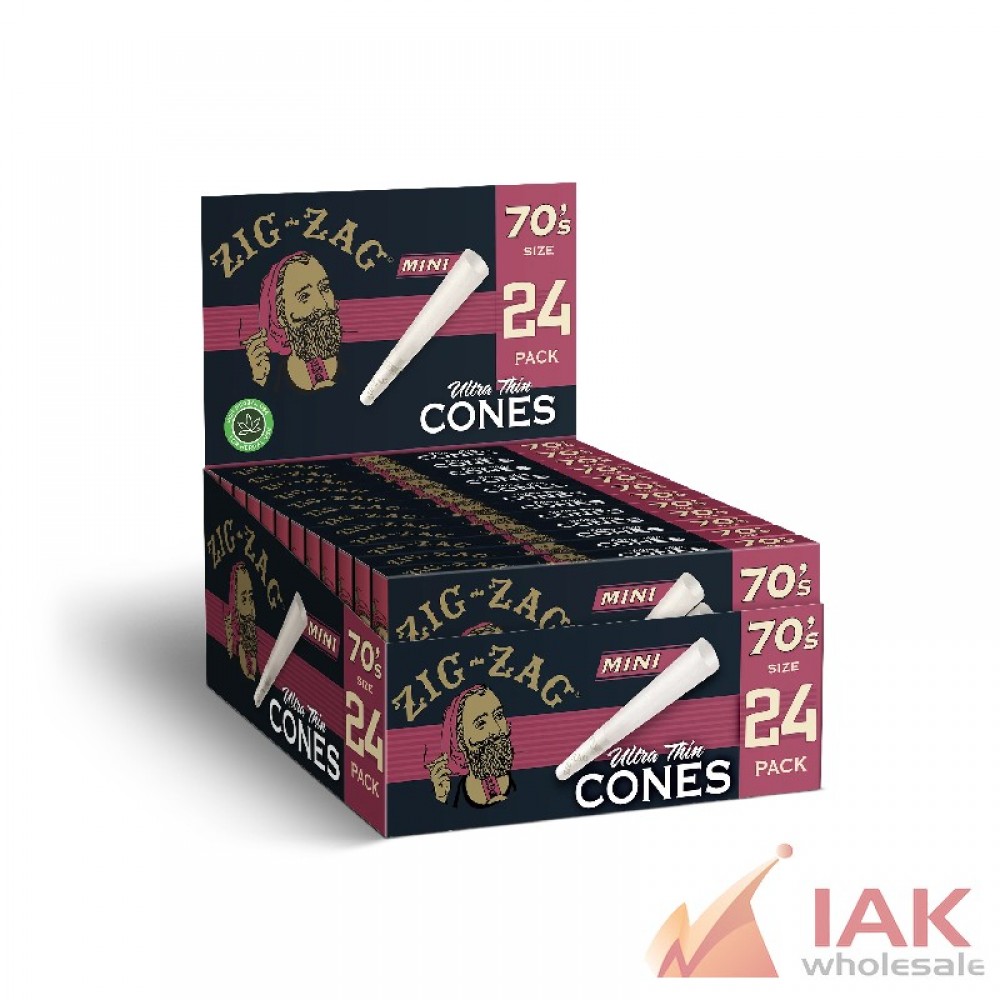 *ZIGZAG - 70'S ULTRA THIN CONES 24PK 12CT*