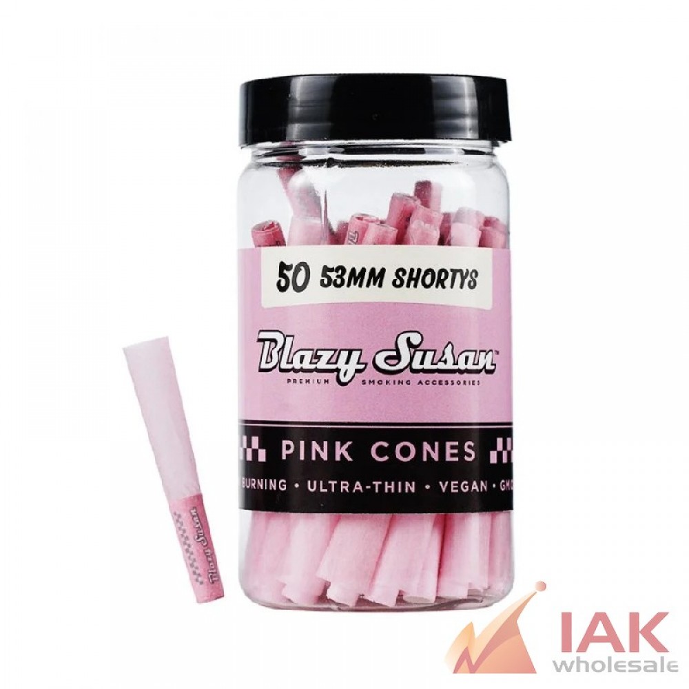 *BLAZY SUSAN - PINK CONES 53MM SHORTYS 50CT*